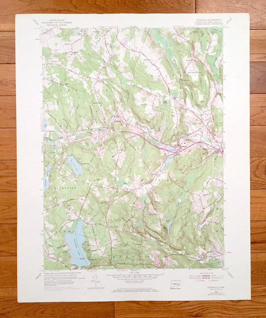 Antique Fitchville, Connecticut 1953 US Geological Survey Topographic Map – New London County, Lebanon, Franklin, Colchester, Montville, CT