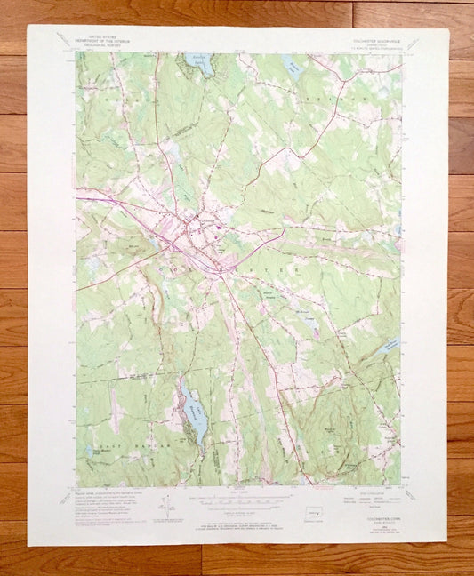 Antique Colchester, Connecticut 1953 US Geological Survey Topographic Map — Tolland, New London, Middlesex County, Hebron, Lebanon, Salem CT