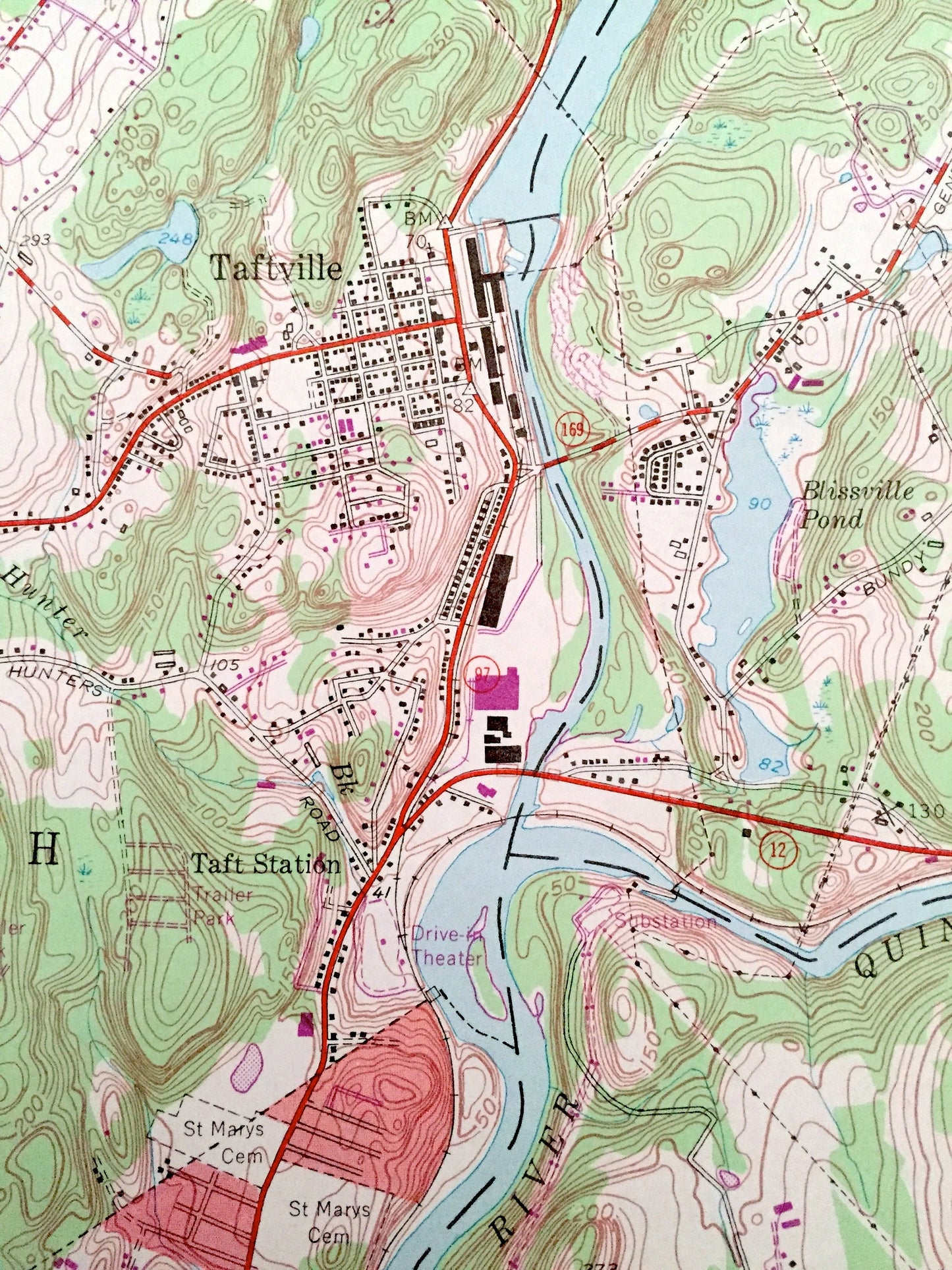 Antique Norwich, Connecticut 1954 US Geological Survey Topographic Map – New London County, Sprague, Lisbon, Franklin, Preston, Baltic, CT