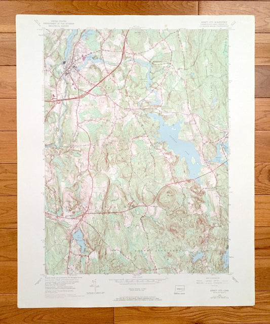 Antique Jewett City, Connecticut 1953 US Geological Survey Topographic Map – New London County, Griswold, Preston, North Stonington, CT