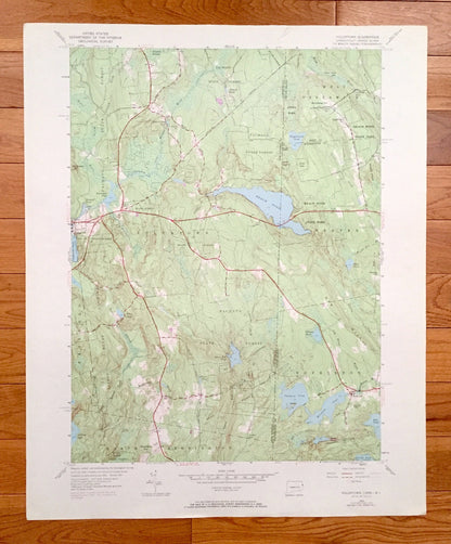Antique Voluntown, Connecticut 1953 US Geological Survey Topographic Map – New London County, Griswold, CT, Kent, Washington County, RI