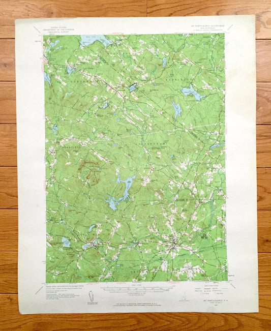 Antique Mt Pawtuckaway, New Hampshire, 1957 US Geological Survey Topographic Map – Nottingham, Barrington, Northwood, Raymond, Epping Lee NH