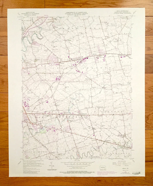 Antique Leola, Pennsylvania 1956 US Geological Survey Topographic Map – Lancaster County, Warwick, Manheim, Leacock, Paradise, Strasburg, PA