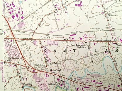 Antique Leola, Pennsylvania 1956 US Geological Survey Topographic Map – Lancaster County, Warwick, Manheim, Leacock, Paradise, Strasburg, PA