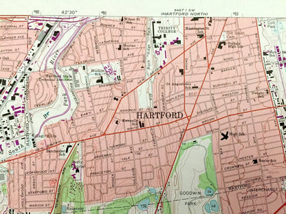 Antique Hartford South, Connecticut 1964 US Geological Survey Topographic Map – Middlesex, Hartford County, Newington, Berlin, Rocky Hill CT