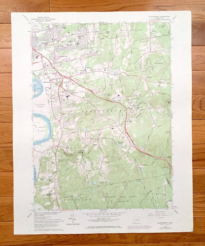 Antique Glastonbury, Connecticut 1964 US Geological Survey Topographic Map – Middlesex, Hartford County, Manchester, Portland, Addison, CT