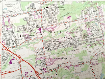 Antique Glastonbury, Connecticut 1964 US Geological Survey Topographic Map – Middlesex, Hartford County, Manchester, Portland, Addison, CT