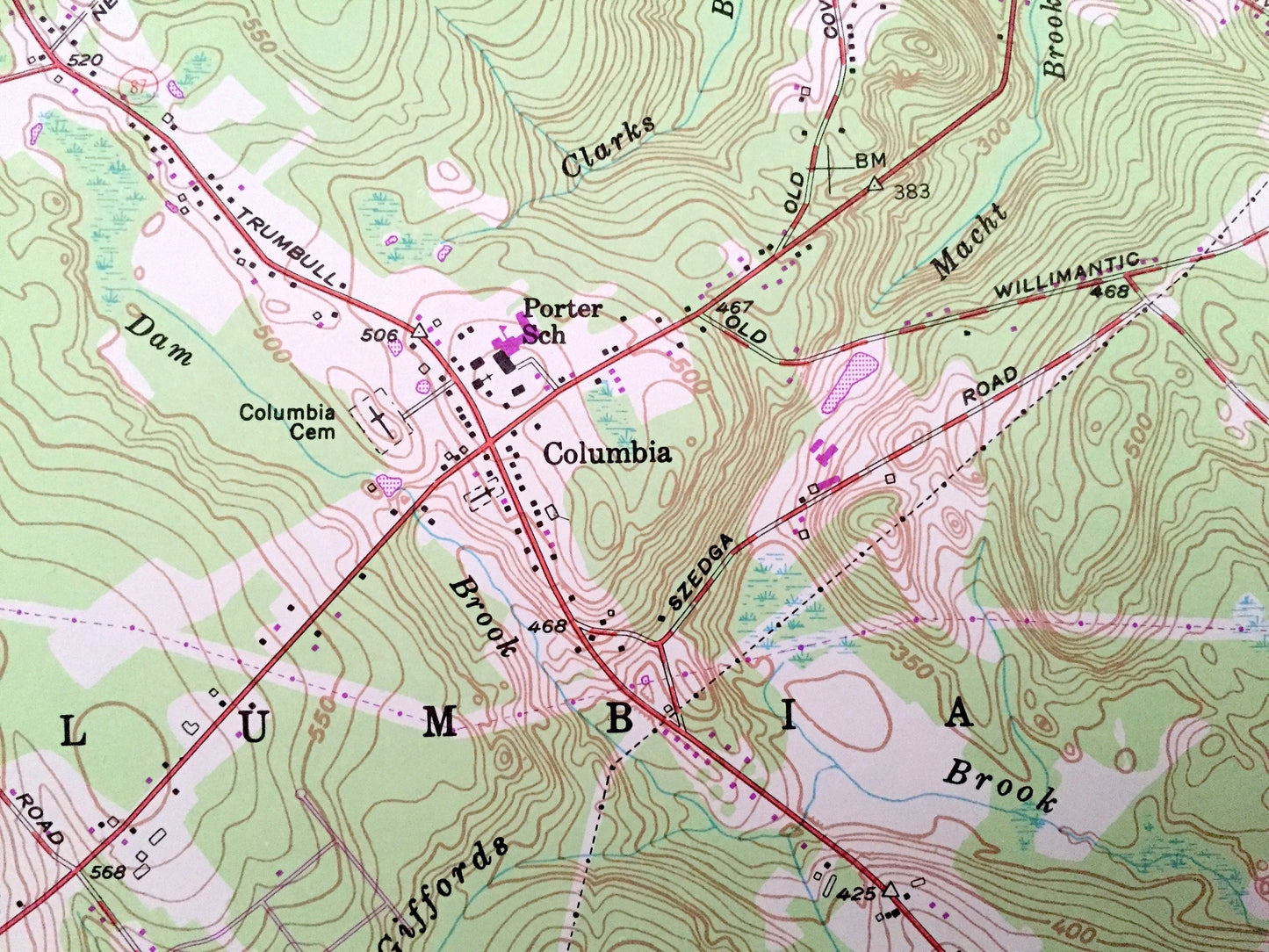 Antique Columbia, Connecticut 1953 US Geological Survey Topographic Map – Tolland, New London County, Andover, Coventry, Lebanon, Hebron, CT
