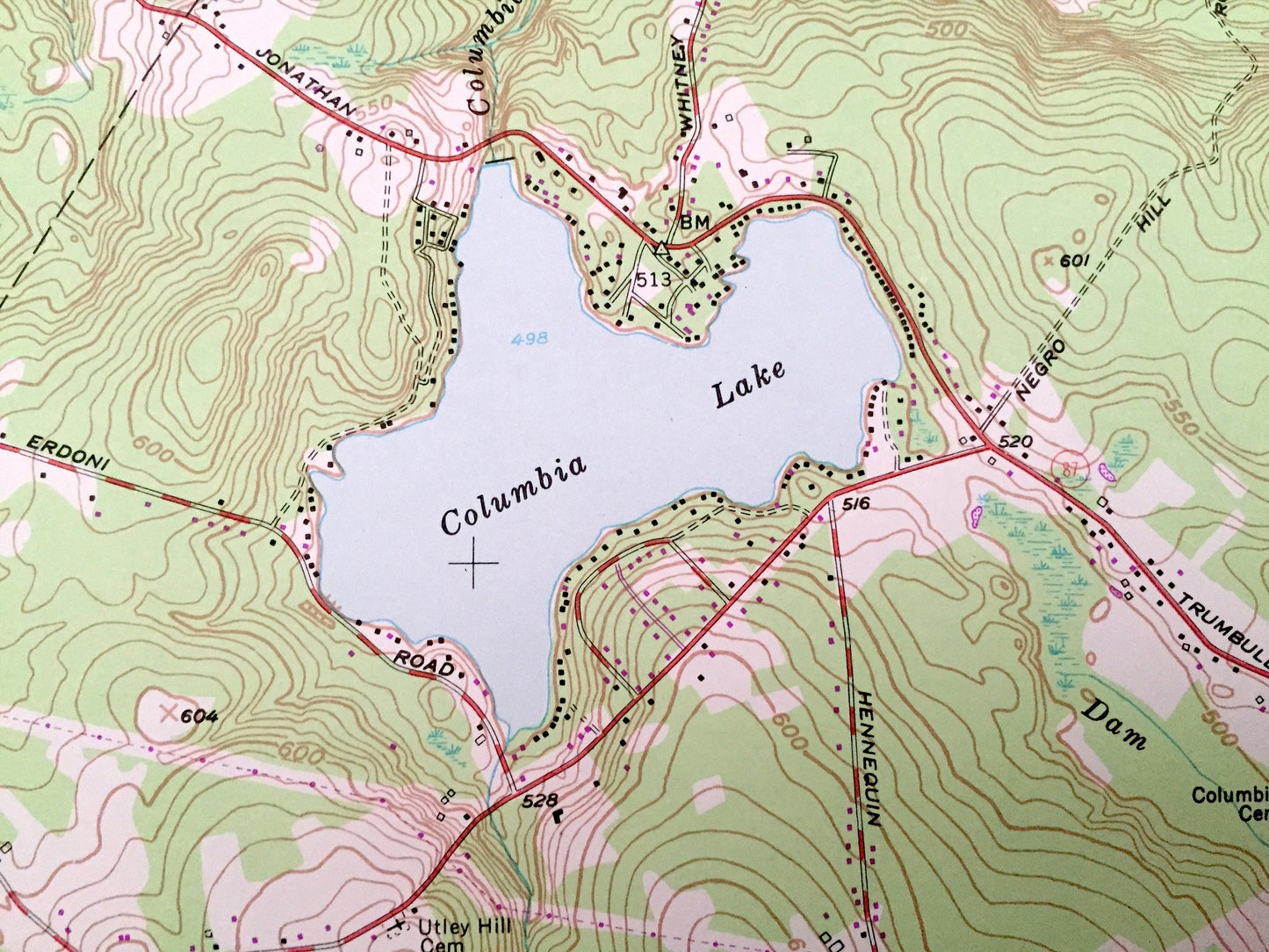 Antique Columbia, Connecticut 1953 US Geological Survey Topographic Map – Tolland, New London County, Andover, Coventry, Lebanon, Hebron, CT