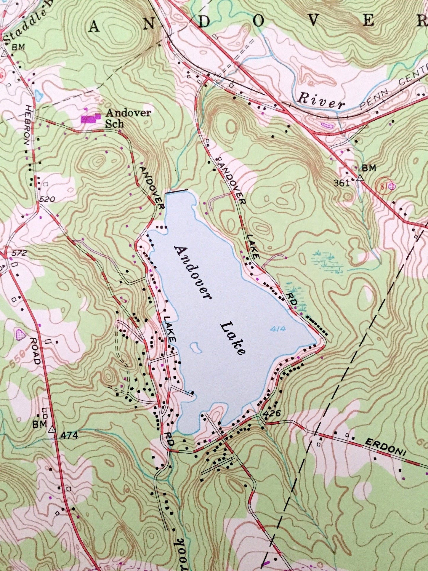 Antique Columbia, Connecticut 1953 US Geological Survey Topographic Map – Tolland, New London County, Andover, Coventry, Lebanon, Hebron, CT