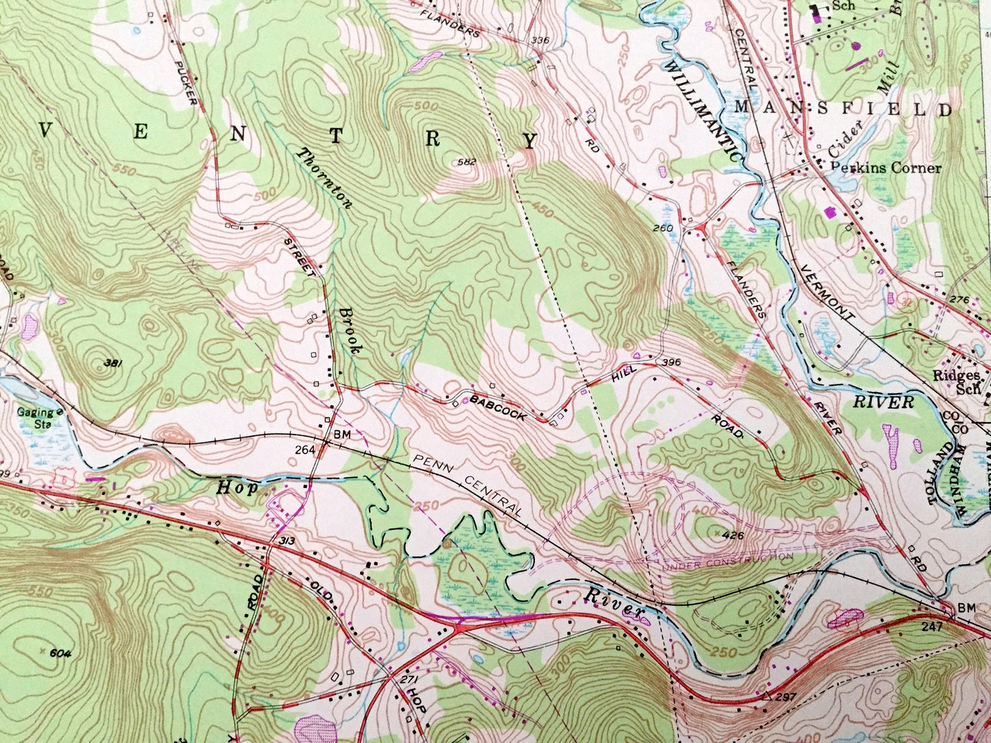 Antique Columbia, Connecticut 1953 US Geological Survey Topographic Map – Tolland, New London County, Andover, Coventry, Lebanon, Hebron, CT