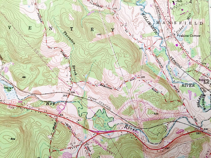 Antique Columbia, Connecticut 1953 US Geological Survey Topographic Map – Tolland, New London County, Andover, Coventry, Lebanon, Hebron, CT