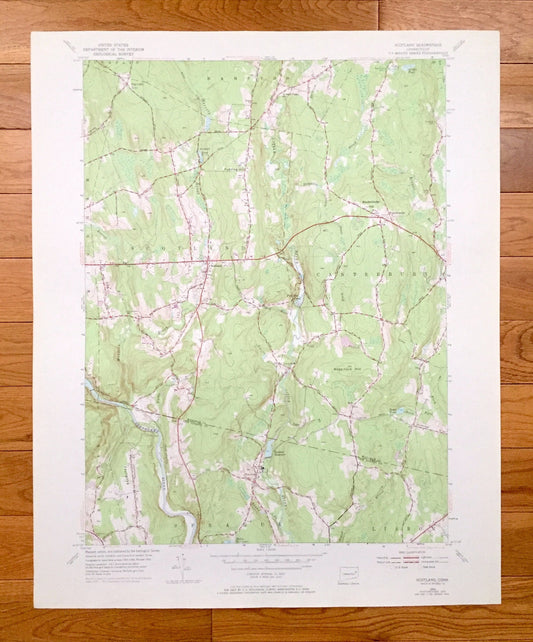 Antique Scotland, Connecticut 1953 US Geological Survey Topographic Map– Windham, New London County, Chaplin, Hampton, Canterbury, Lisbon CT