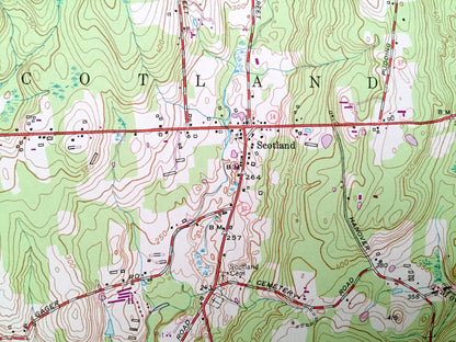 Antique Scotland, Connecticut 1953 US Geological Survey Topographic Map– Windham, New London County, Chaplin, Hampton, Canterbury, Lisbon CT