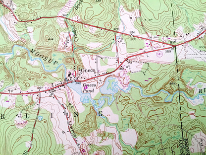 Antique Oneco, Connecticut 1953 US Geological Survey Topographic Map – Windham, New London County, Sterling, CT, Providence, Kent County, RI
