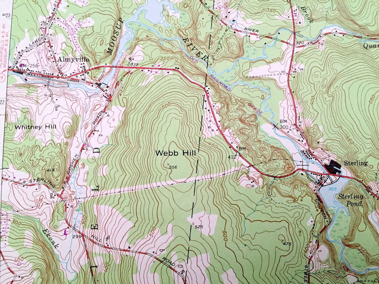 Antique Oneco, Connecticut 1953 US Geological Survey Topographic Map – Windham, New London County, Sterling, CT, Providence, Kent County, RI