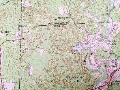 Antique Oneco, Connecticut 1953 US Geological Survey Topographic Map – Windham, New London County, Sterling, CT, Providence, Kent County, RI