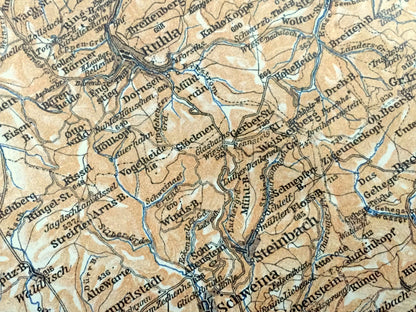 Antique 1925 Friedrichroda, Germany Map from Baedekers Guide Atlas – Hausen, Walters, Schmalkalden, Barchfeld, Salzungen, Eisenach, Ruhla