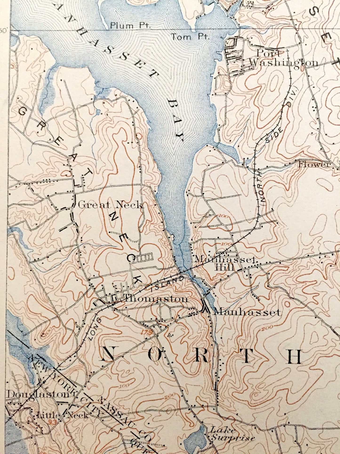 Antique Oyster Bay, New York 1900 US Geological Survey Topographic Map – Hempstead, Sea Cliff, Westchester, Long Island, Bayville, Rye, NY