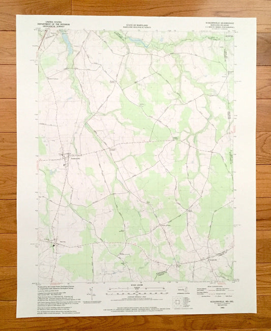 Antique Sudlersville, Maryland 1993 US Geological Survey Topographic Map – Queen Annes, Caroline County, Unicorn, MD, Kent County, DE