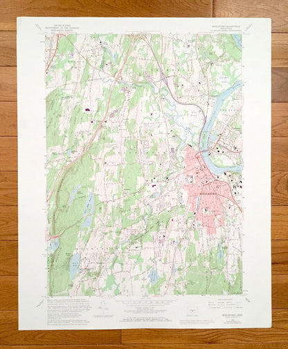 Antique Middletown, Connecticut 1965 US Geological Survey Topographic Map – Hartford, New Haven, Middlesex County, Berlin, Cromwell, CT
