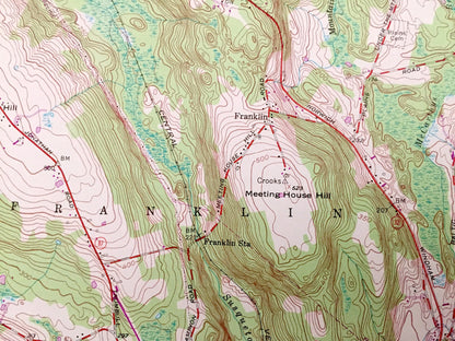 Antique Fitchville, Connecticut 1953 US Geological Survey Topographic Map – New London County, Lebanon, Franklin, Colchester, Montville, CT