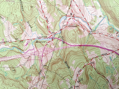 Antique Fitchville, Connecticut 1953 US Geological Survey Topographic Map – New London County, Lebanon, Franklin, Colchester, Montville, CT
