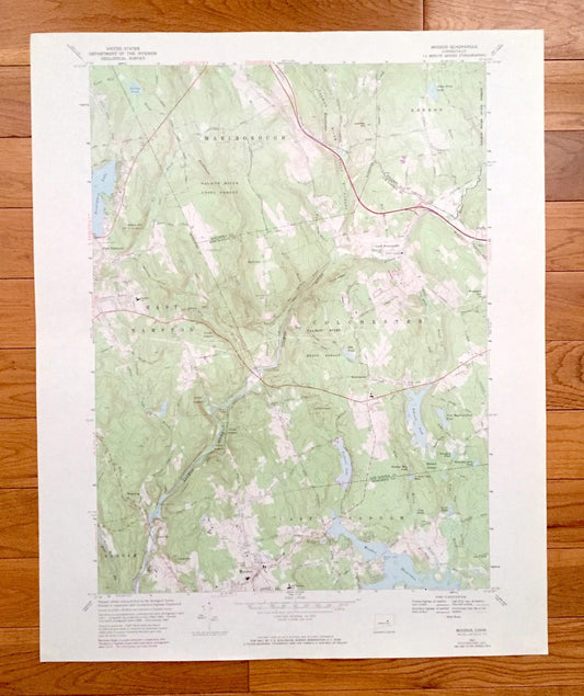 Antique Moodus, Connecticut 1967 US Geological Survey Topographic Map – Hartford, New London, Middlesex County, Marlborough, Colchester, CT