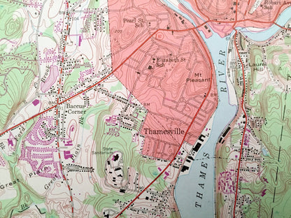 Antique Norwich, Connecticut 1954 US Geological Survey Topographic Map – New London County, Sprague, Lisbon, Franklin, Preston, Baltic, CT