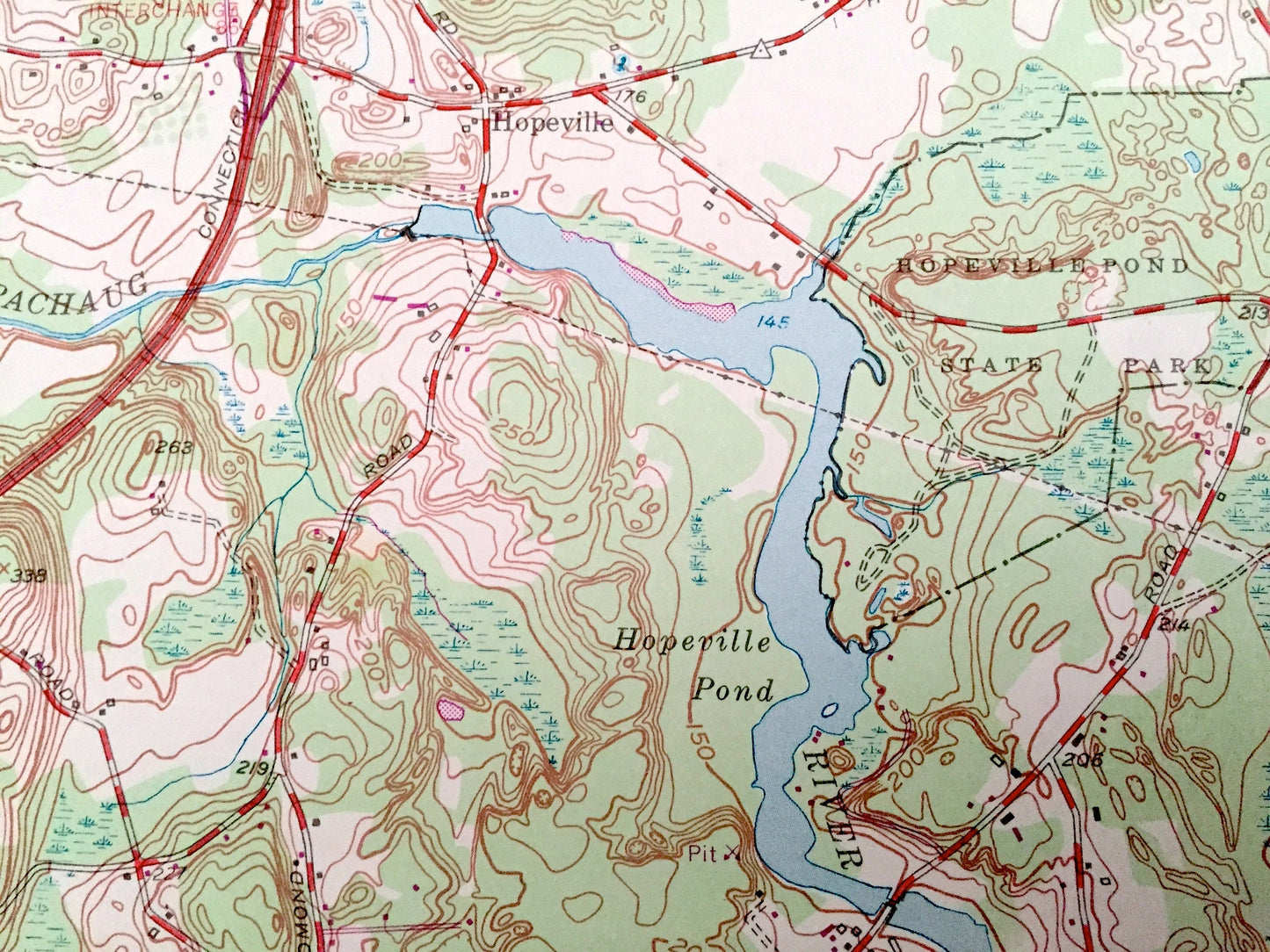 Antique Jewett City, Connecticut 1953 US Geological Survey Topographic Map – New London County, Griswold, Preston, North Stonington, CT