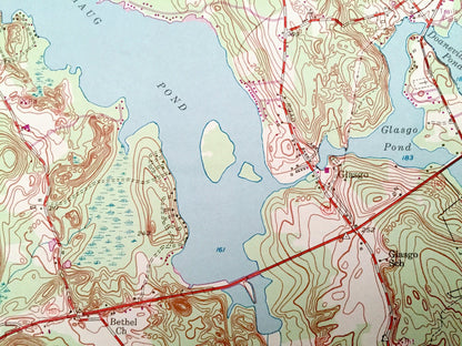 Antique Jewett City, Connecticut 1953 US Geological Survey Topographic Map – New London County, Griswold, Preston, North Stonington, CT