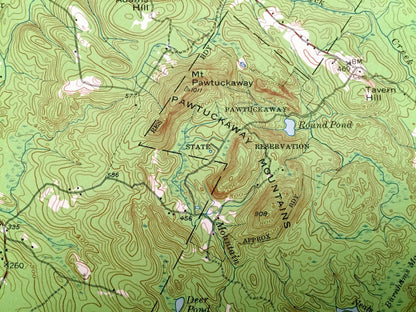 Antique Mt Pawtuckaway, New Hampshire, 1957 US Geological Survey Topographic Map – Nottingham, Barrington, Northwood, Raymond, Epping Lee NH
