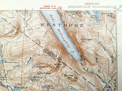 Antique Lyndonville, Vermont 1951 US Geological Survey Topographic Map – Caledonia Orleans County Barton Sheffield Sutton Wheelock Lyndon VT