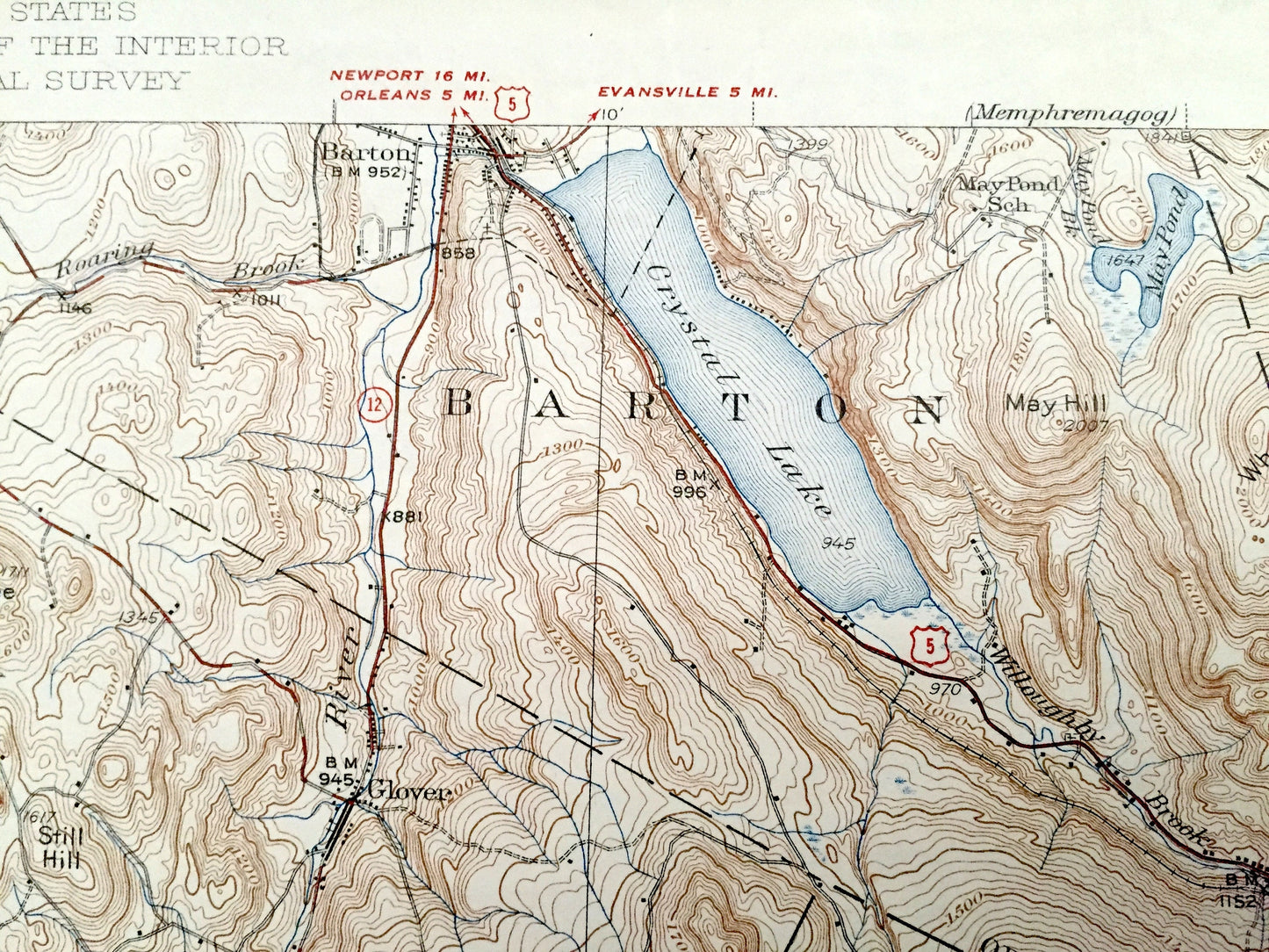 Antique Lyndonville, Vermont 1951 US Geological Survey Topographic Map – Caledonia Orleans County Barton Sheffield Sutton Wheelock Lyndon VT
