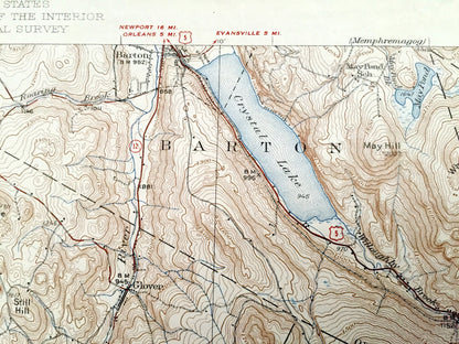 Antique Lyndonville, Vermont 1951 US Geological Survey Topographic Map – Caledonia Orleans County Barton Sheffield Sutton Wheelock Lyndon VT