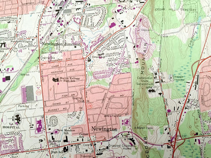 Antique Hartford South, Connecticut 1964 US Geological Survey Topographic Map – Middlesex, Hartford County, Newington, Berlin, Rocky Hill CT