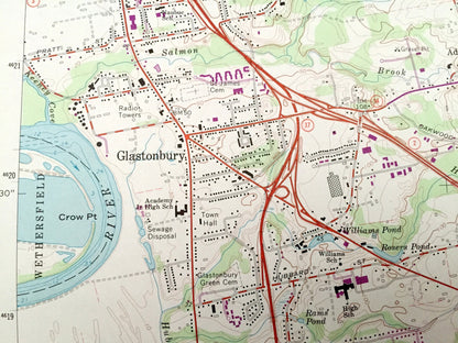 Antique Glastonbury, Connecticut 1964 US Geological Survey Topographic Map – Middlesex, Hartford County, Manchester, Portland, Addison, CT