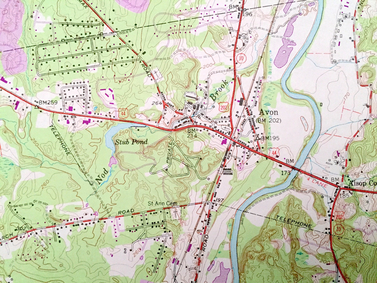 Antique Avon, Connecticut 1957 US Geological Survey Topographic Map – Hartford County, Simsbury, Bloomfield, Farmington, West Hartford, CT