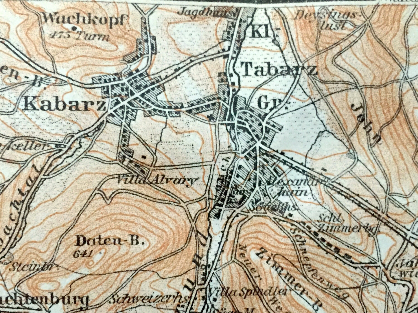 Antique 1925 Friedrichroda, Germany Map from Baedekers Guide Atlas – Winterstein, Brotterode, Finsterbergen, Rodichen, Tabarz, Kabarz, Rot