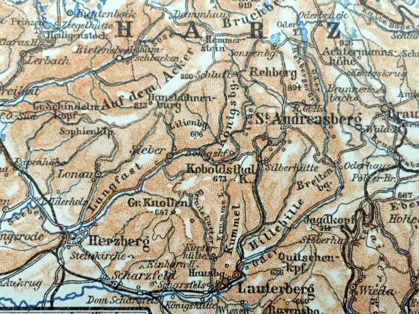 Antique 1925 Nordhausen, Germany Map from Baedekers Guide Atlas – Goslar, Heringen, Ouedlinburg, Derenburg, Seesen, Magdesprung, Alexisbad