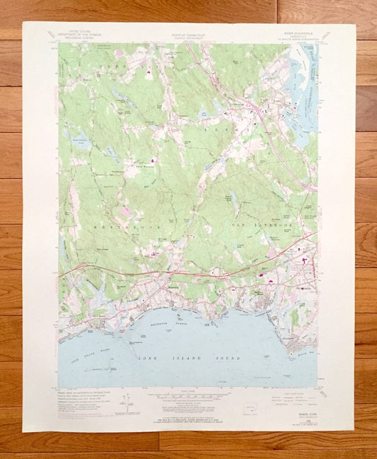 Antique Essex, Connecticut 1958 US Geological Survey Topographic Map – Middlesex County, Deep RIver, Westbrook, Old Saybrook, Winthrop, CT