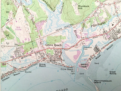 Antique Essex, Connecticut 1958 US Geological Survey Topographic Map – Middlesex County, Deep RIver, Westbrook, Old Saybrook, Winthrop, CT