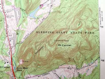 Antique Mount Carmel, Connecticut 1967 US Geological Survey Topographic Map – New Haven County, Prospect, Hamden, Bethany, Woodbridge, CT