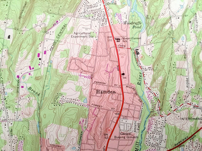 Antique Mount Carmel, Connecticut 1967 US Geological Survey Topographic Map – New Haven County, Prospect, Hamden, Bethany, Woodbridge, CT