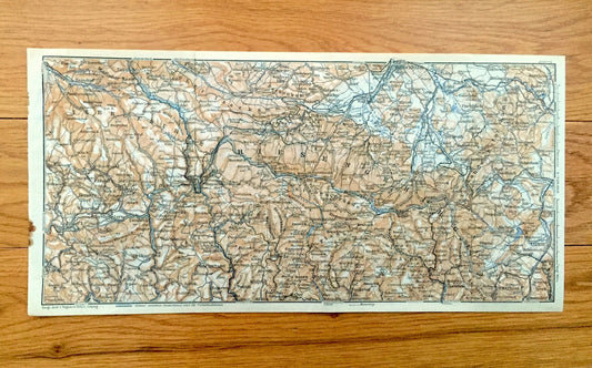 Antique 1925 Schmiedenberg, Germany Map from Baedekers Guide Atlas –  Saxony, Petersdorf, Giersdorf, Seidorf, Arnsdorf, Buchwald, Stonsdorf