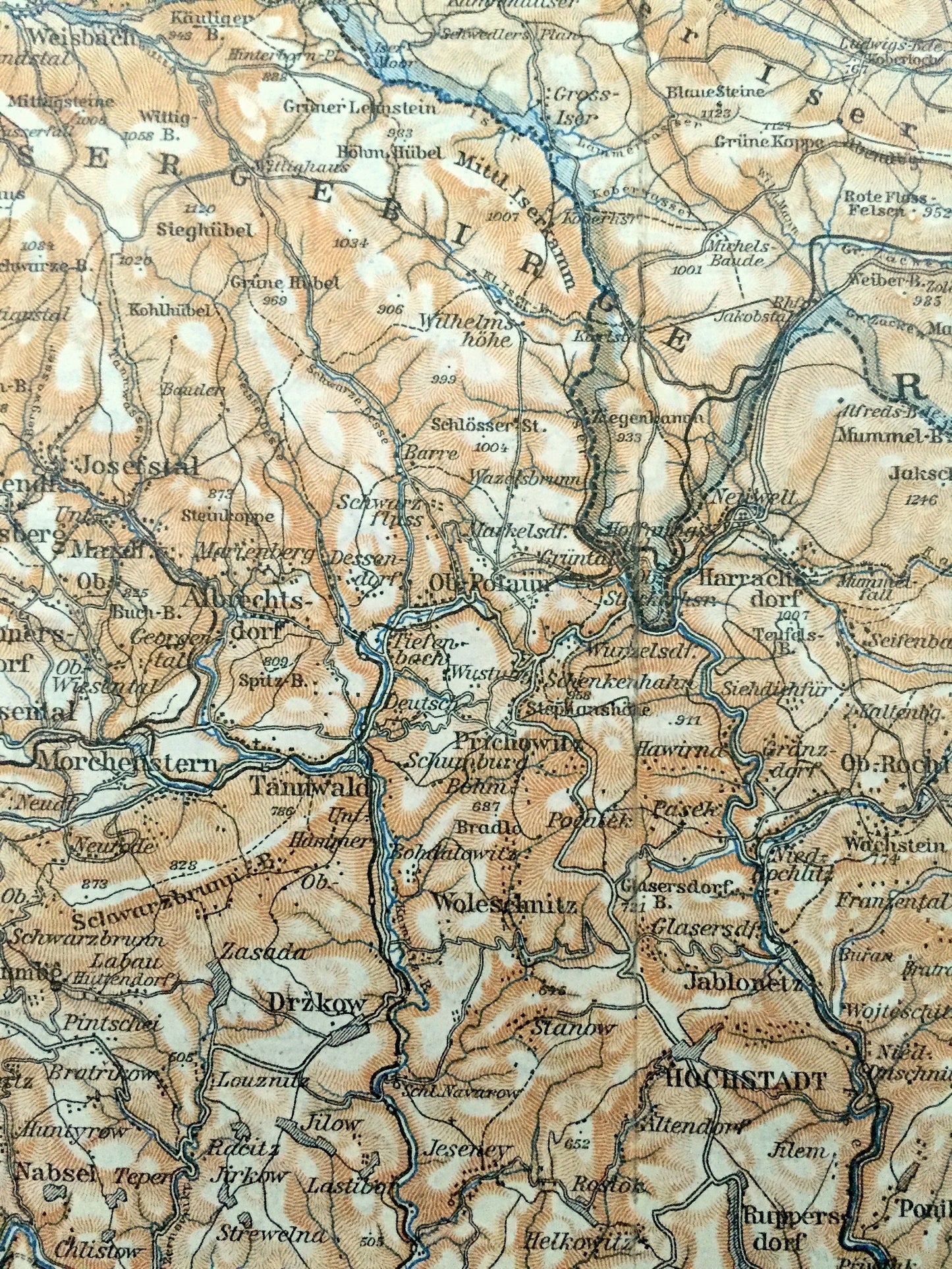 Antique 1925 Schmiedenberg, Germany Map from Baedekers Guide Atlas –  Saxony, Petersdorf, Giersdorf, Seidorf, Arnsdorf, Buchwald, Stonsdorf