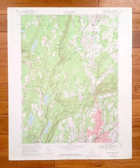 Antique Mount Carmel, Connecticut 1967 US Geological Survey Topographic Map – New Haven County, Prospect, Hamden, Bethany, Woodbridge, CT