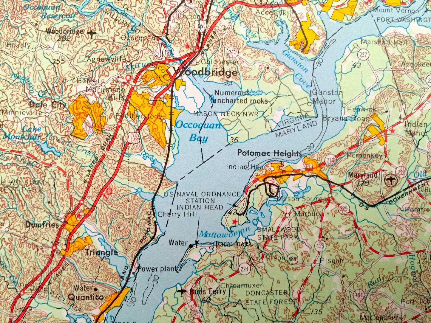 Antique Washington, DC 1957 US Geological Survey Topographic Map – Annapolis, Maryland, Alexandria, Falls Church, Arlington Chesapeake MD va