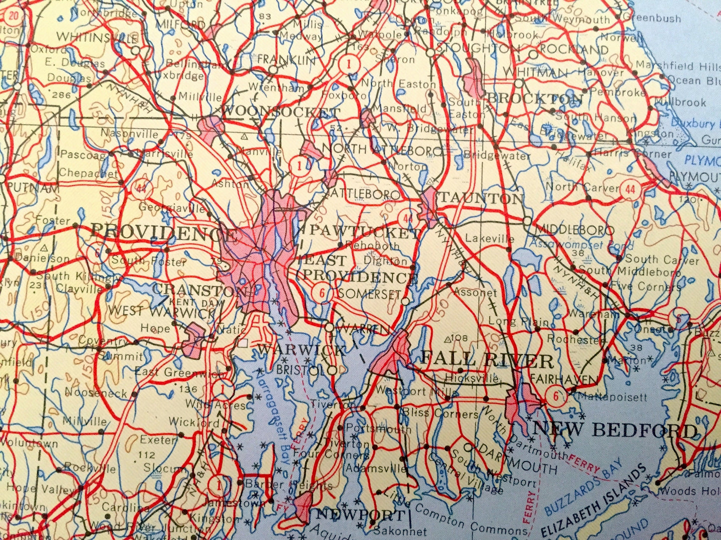 Antique Boston, Massachusetts 1969 US Geological Survey Topographic Map – Cambridge, Somerville, Worcester, Providence, Cape Cod Newport MA