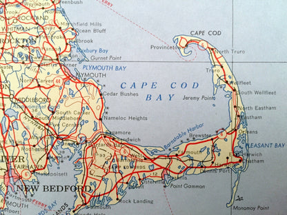 Antique Boston, Massachusetts 1969 US Geological Survey Topographic Map – Cambridge, Somerville, Worcester, Providence, Cape Cod Newport MA